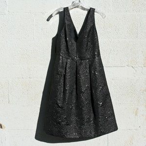 Shiny Black on Black Brocade Cocktail Dress